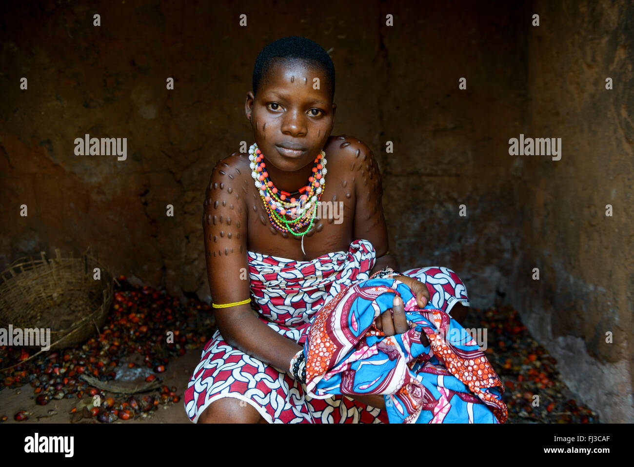 La scarification, Bénin, Afrique Banque D'Images