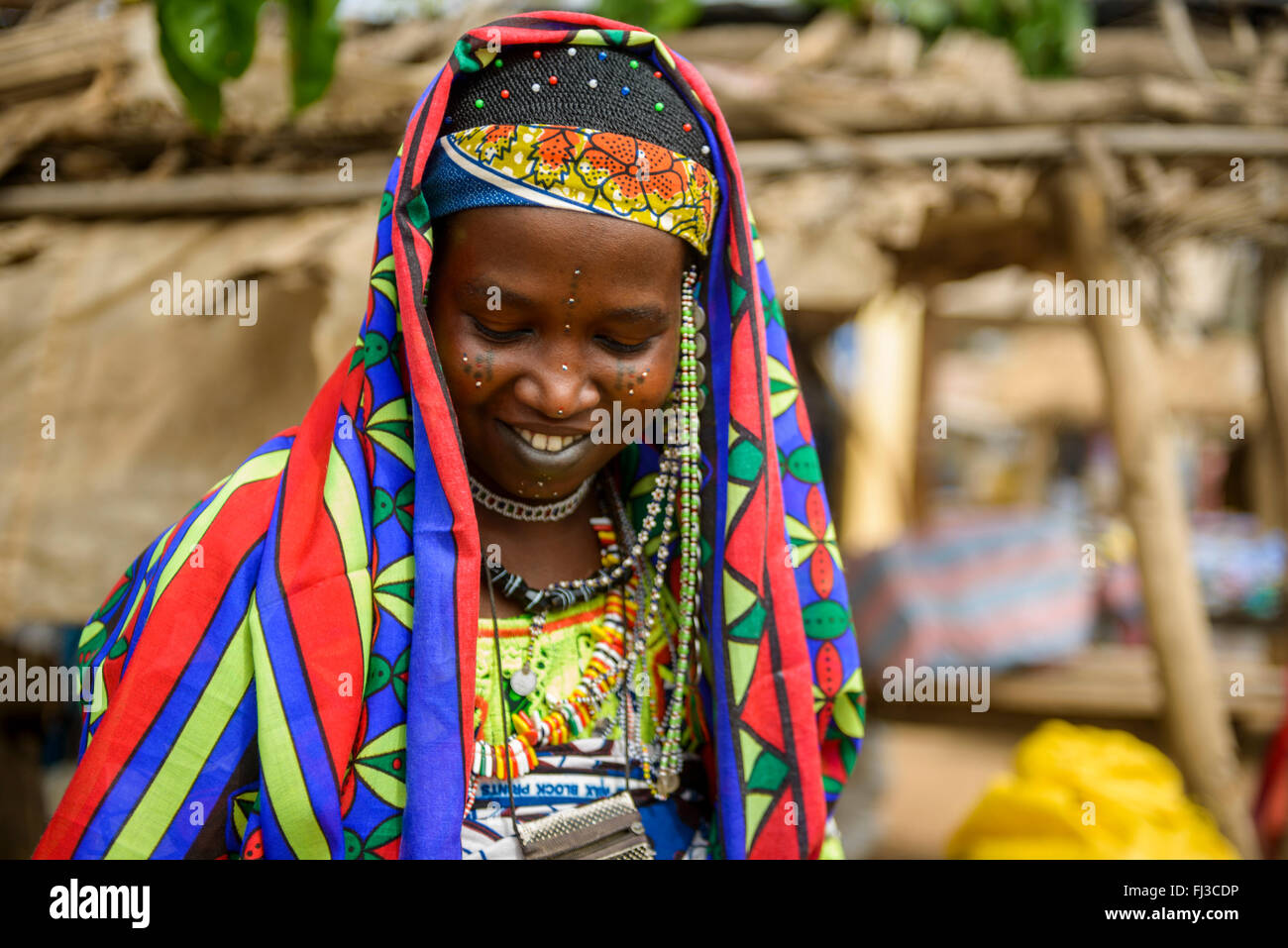 Tribu de femme peul du nord du Bénin, Afrique Banque D'Images