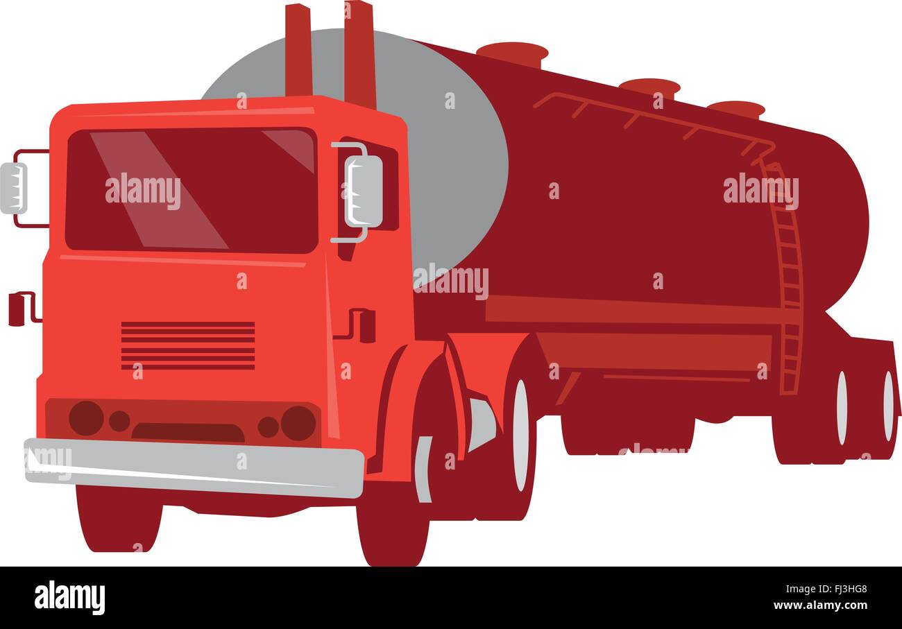 Vector illustration d'un navire-citerne camion ciment véhicule commercial vu de l'avant fait en style rétro. Illustration de Vecteur