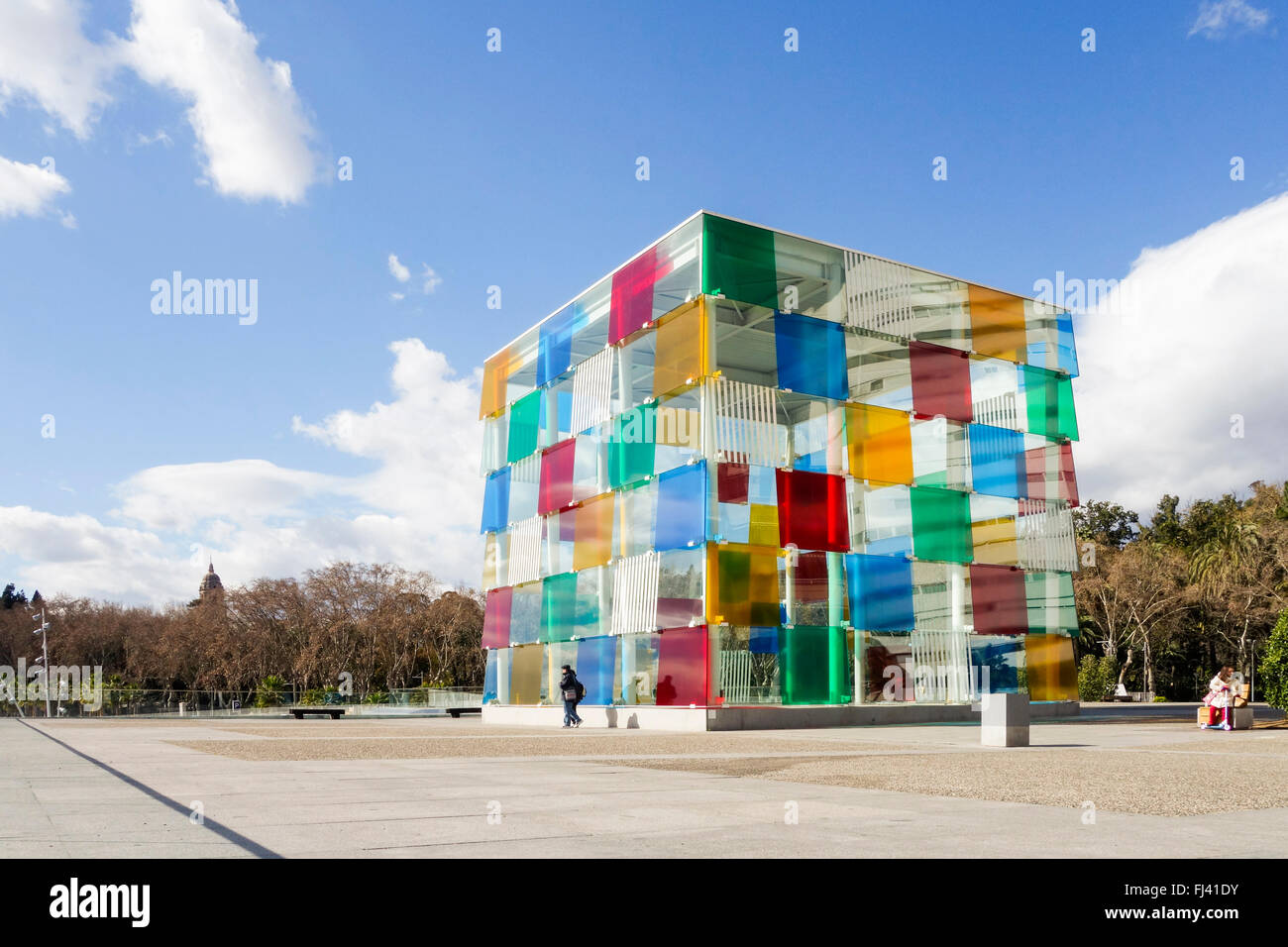 Malaga, Centre Pompidou Le Centre Pompidou, le cube, le message de musée, Malaga, Andalousie, espagne. Banque D'Images