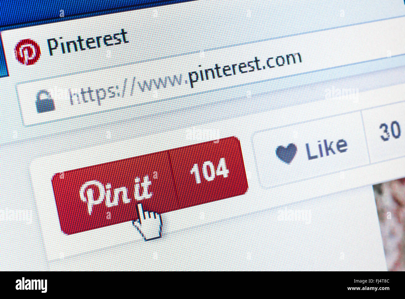 - Pologne - 7 avril 2015. Pinterest site sur écran d'ordinateur Banque D'Images