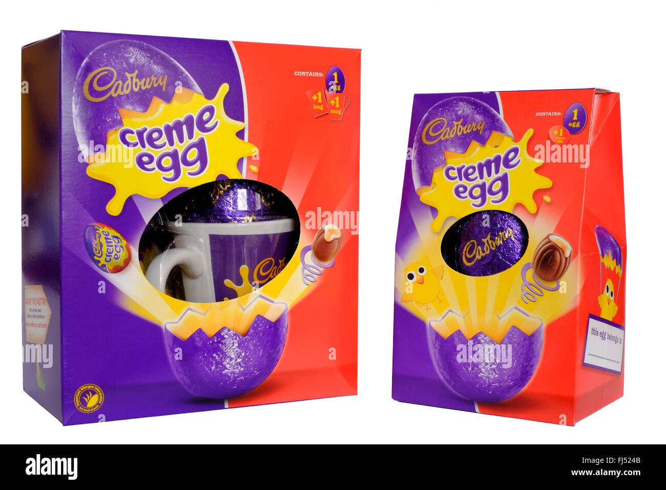 Cadbury creme egg sélection d'oeufs de pâques découper sur fond blanc Banque D'Images