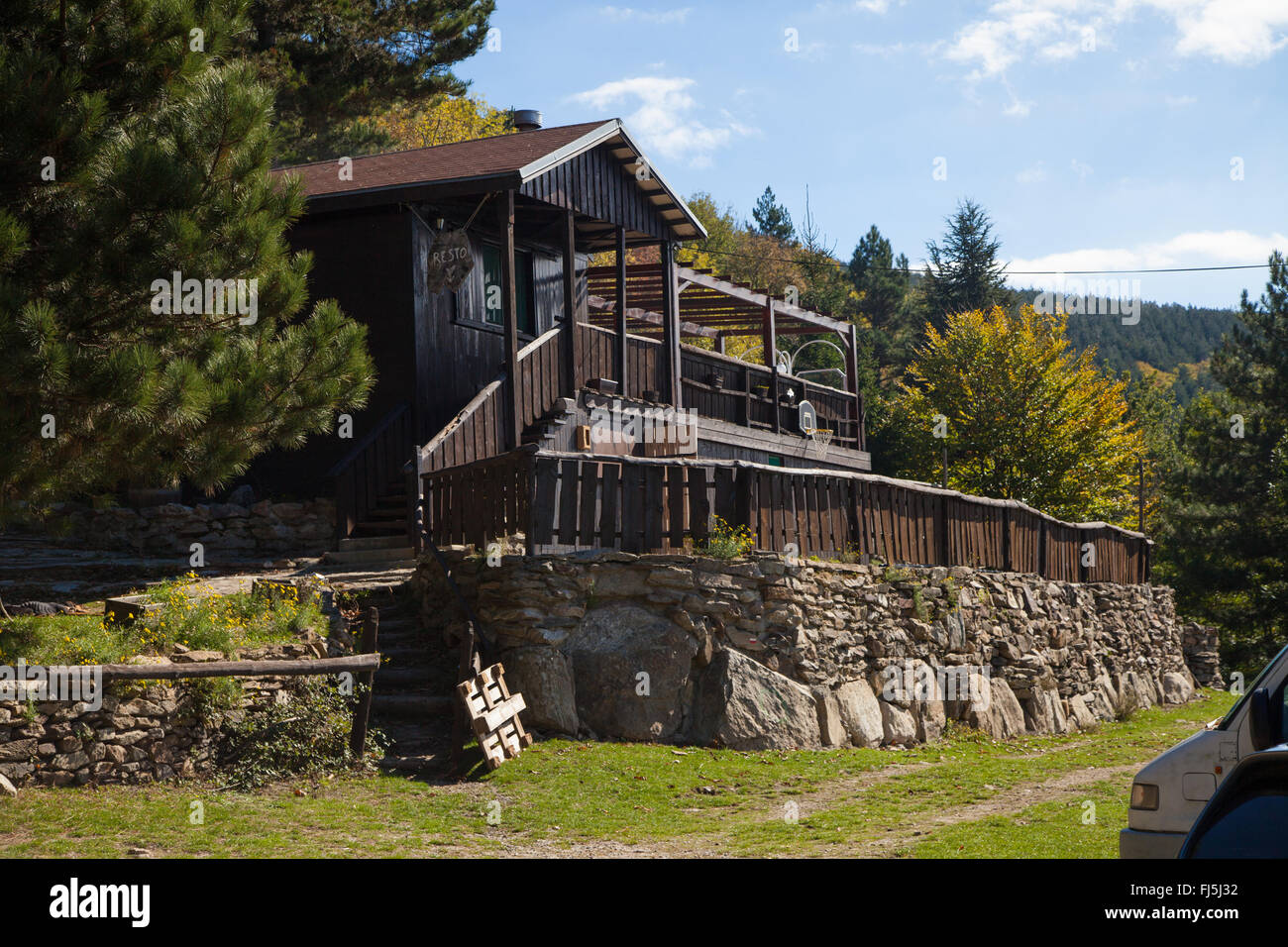 Le Chalet de l'Albère sur le GR10 dans les Pyrénées Orientales, France. Banque D'Images