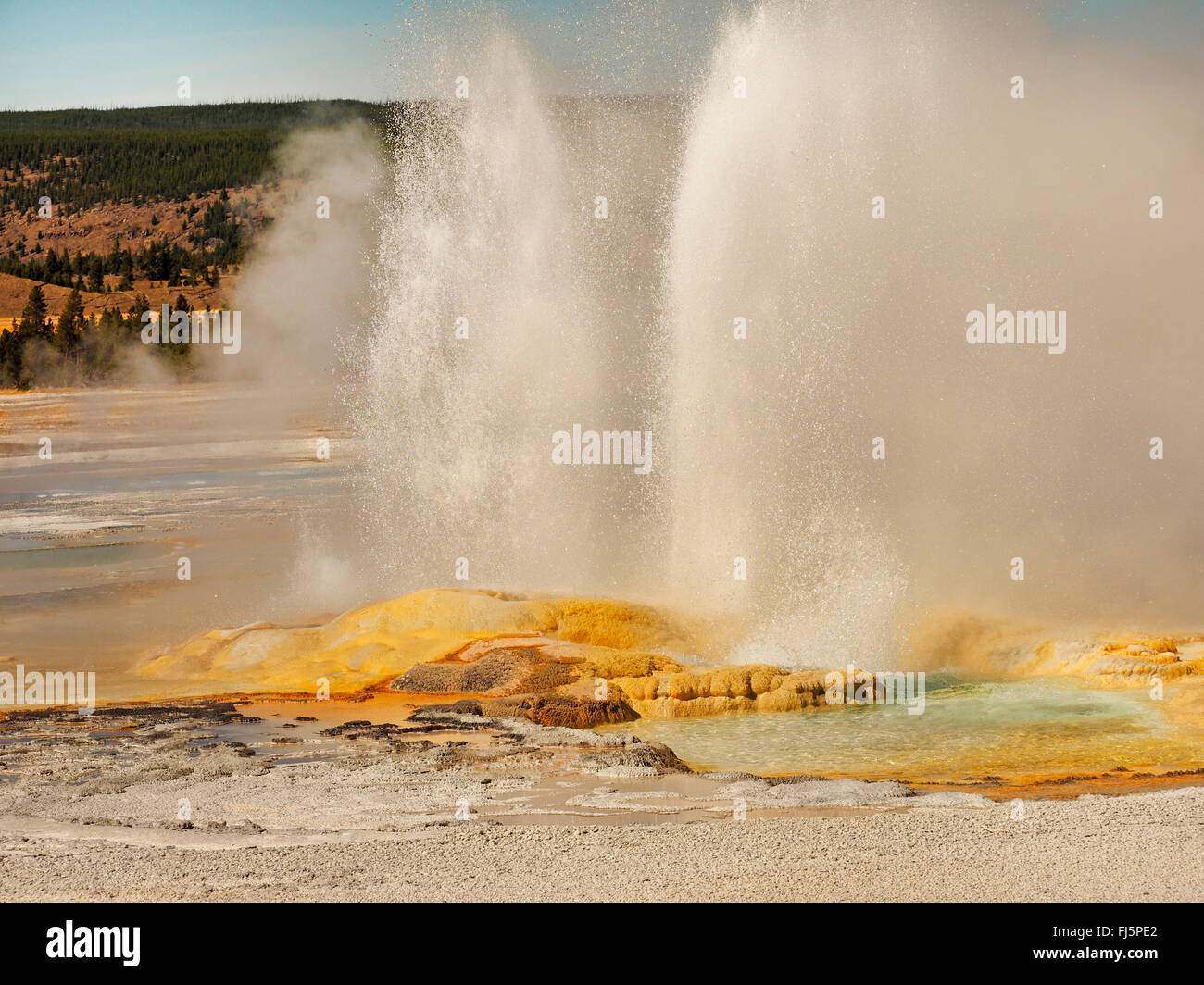 Clepsydre, Geyser Geyser basin, Wyoming, USA, le Parc National de Yellowstone Banque D'Images