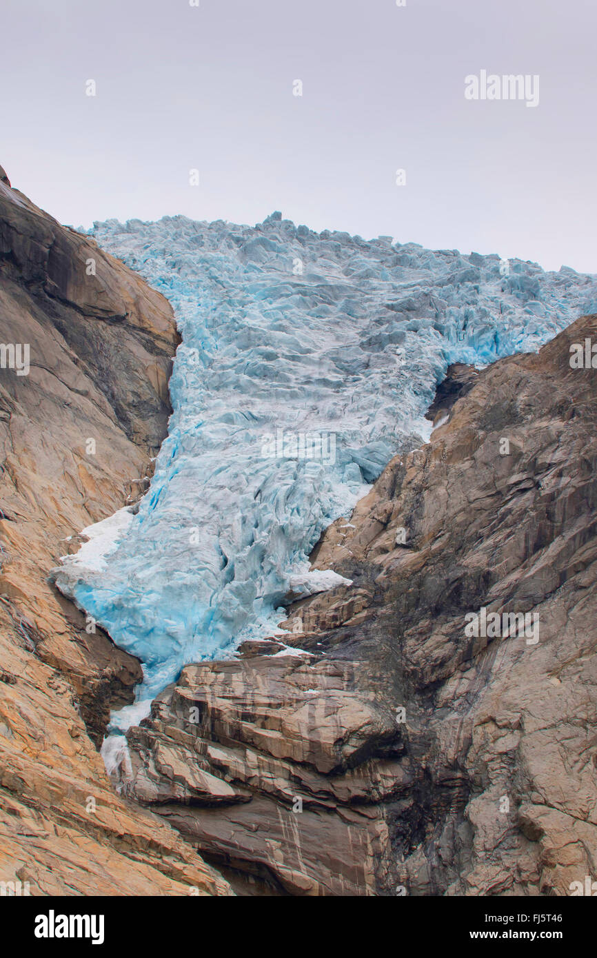 Briksdalsbreen glacier, Norvège, Sogn og Fjordane, Briksdalsbreen Briksdal, Banque D'Images