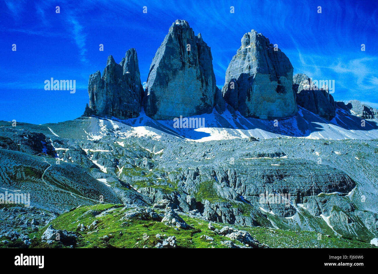 Tre Cime di Lavaredo, Italie, Dolomites Tyrol du Sud, Banque D'Images