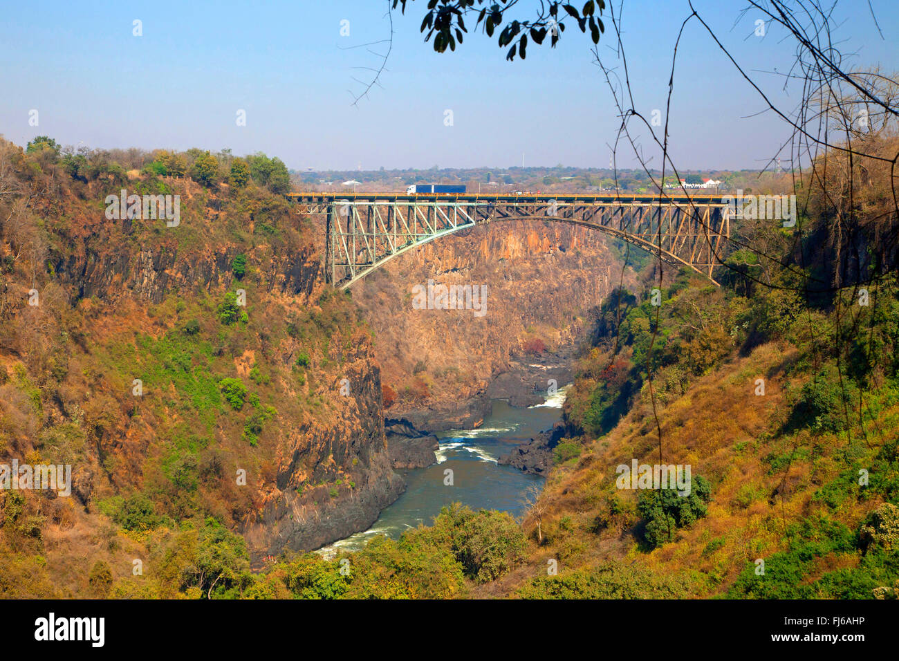Pont sur le Zambèze aux chutes Victoria, Victoria Falls Bridge, Zambie, pont de Victoria Falls Banque D'Images
