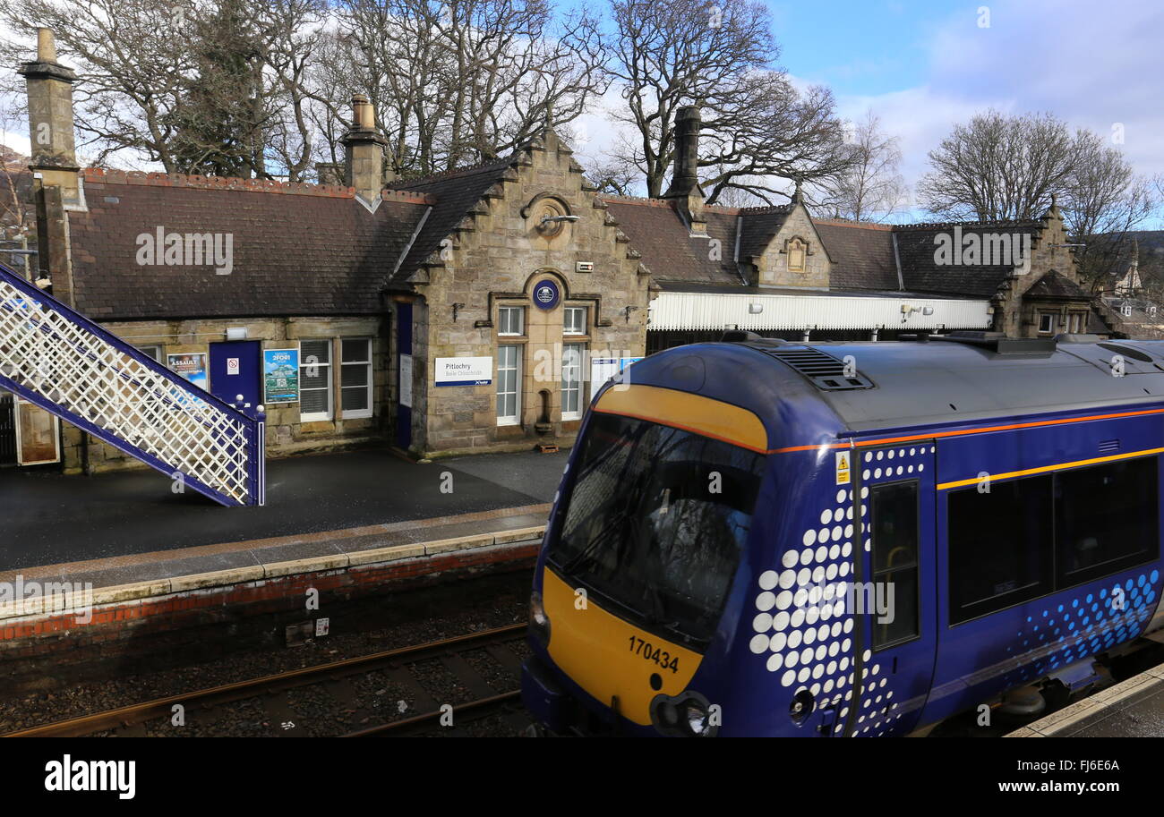 La gare de pitlochry train scotrail ecosse février 2016 Banque D'Images