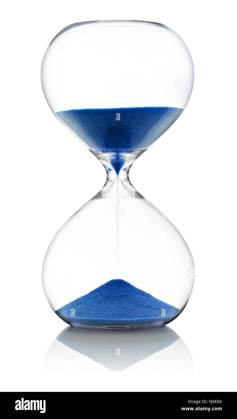 Avec Hourglass exécutant blue sablier passe à travers les deux ampoules en  verre clair Photo Stock - Alamy
