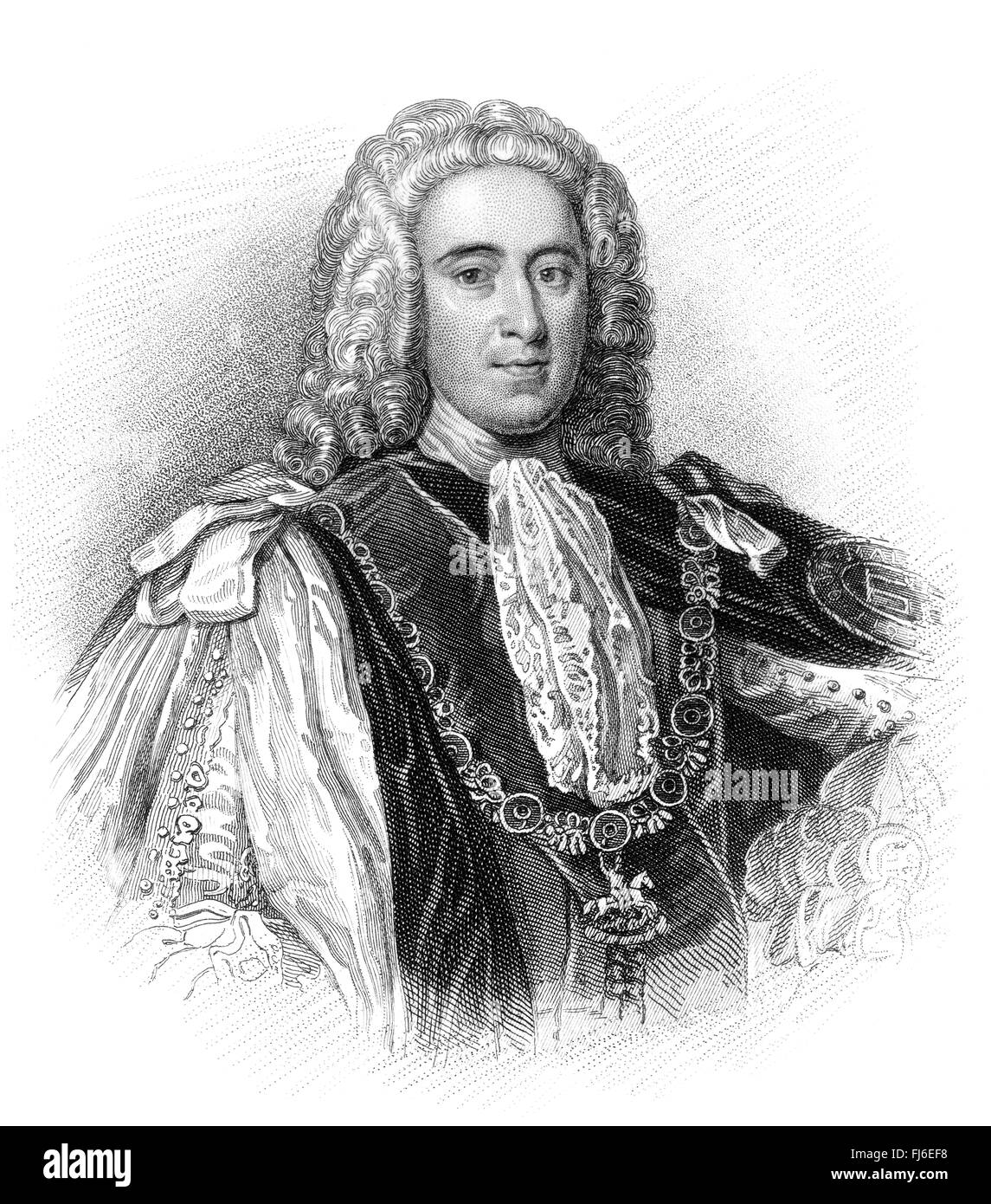 Thomas Pelham-Holles, duc de Newcastle upon Tyne et 1er duc de Newcastle-under-Lyne, 1693-1768, un homme d'État britannique du parti Whig Banque D'Images