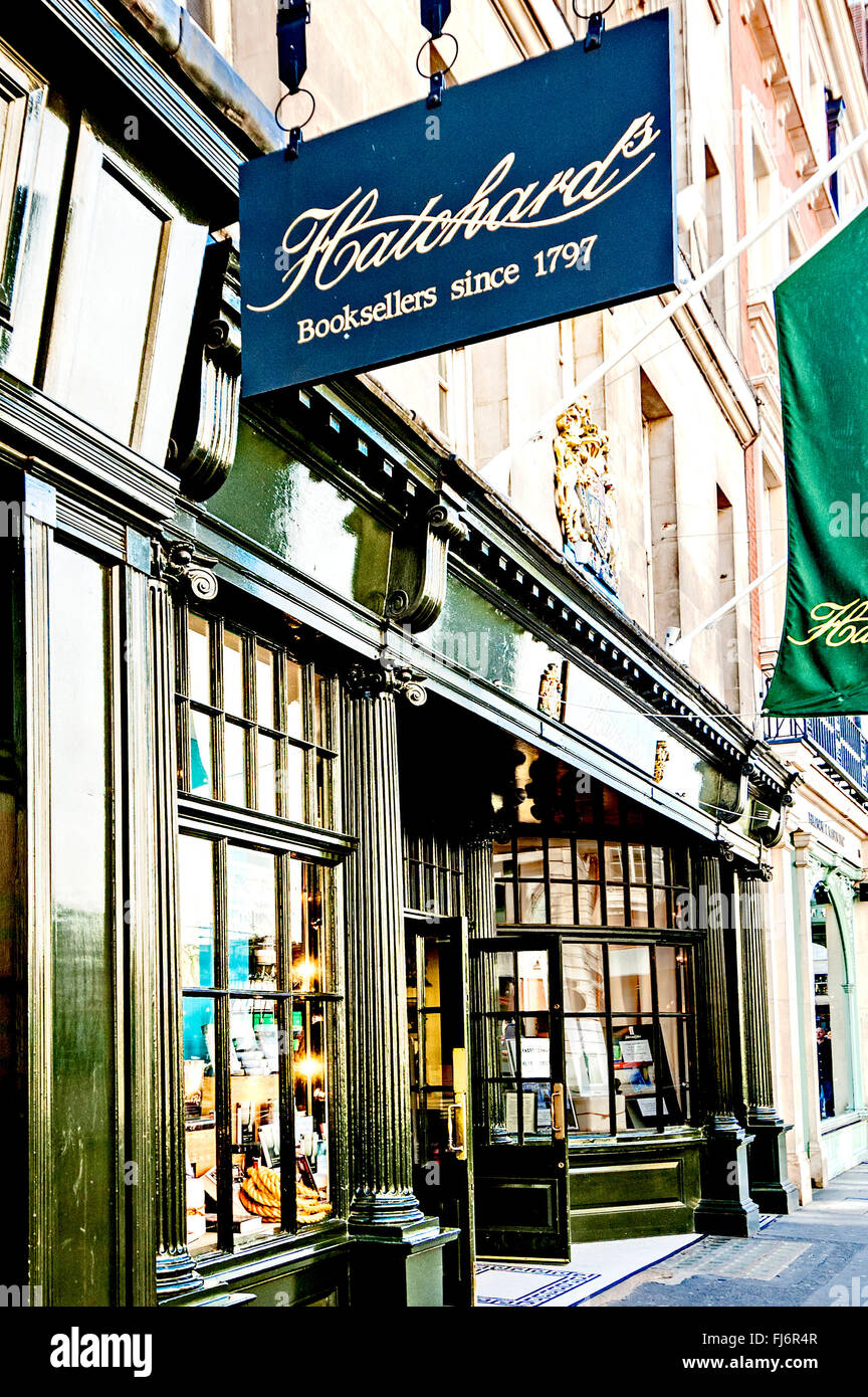 Librairies de Londres, Piccadilly Hatchard, pourvoyeuse par nomination, royal comme titulaire ; Buchladen Hoflieferant à Londres, Banque D'Images