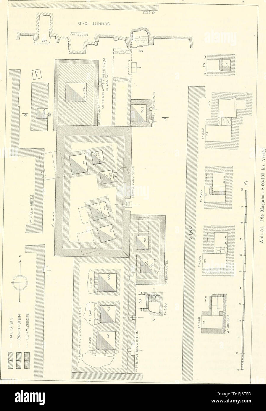 Un rapport sur les fouilles archéologiques menées par l'Académie des sciences de Vienne, en collaboration avec le Dr Wilhelm Pelizaeus, dans l'ancien cimetière près des pyramides de l'ancien Empire en Égypte. Banque D'Images