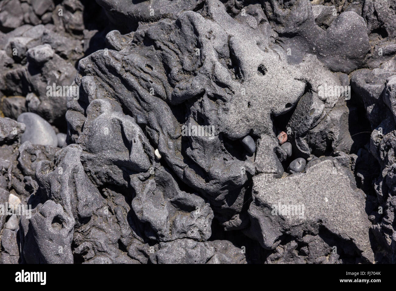 Résumé formation de roche volcanique en Islande plage de vik Banque D'Images