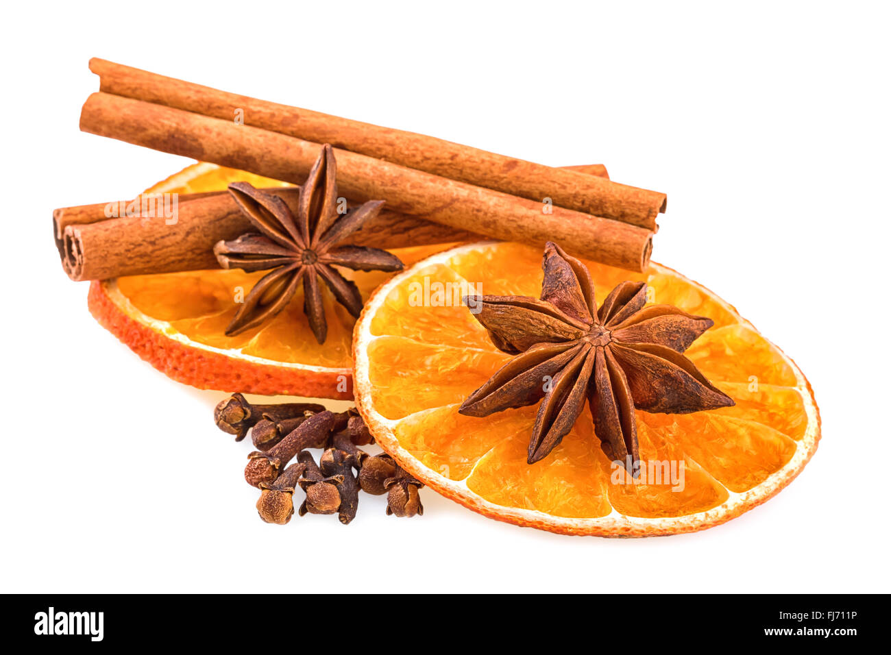 Les tranches d'orange à l'Anis Bâtons Cinnnamon Banque D'Images