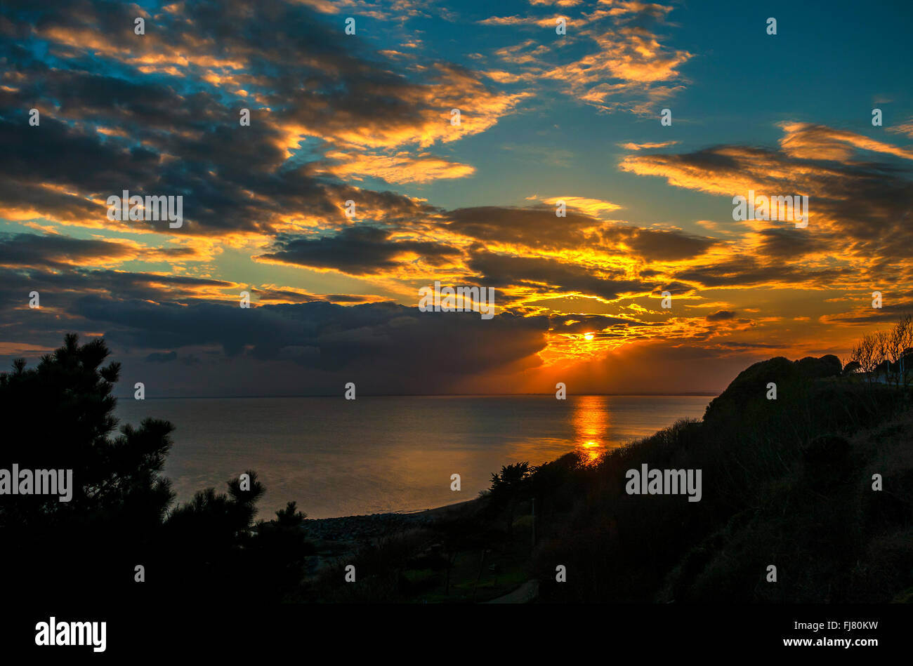 Coucher de manche de la lie Folkestone Kent Banque D'Images