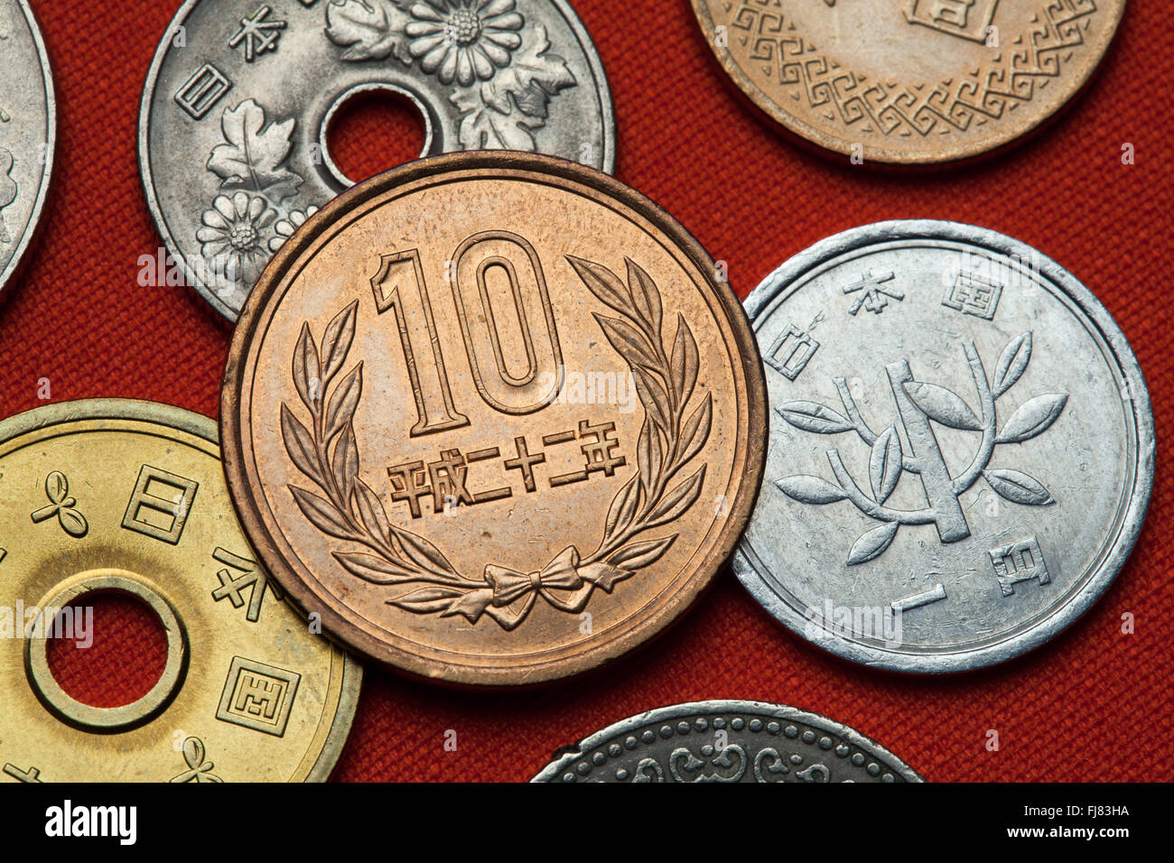 Coins du Japon. Yen japonais 10 pièce. Banque D'Images