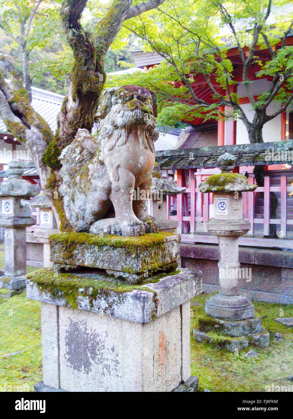 Statue d'un tuteur à Nara, Japon Banque D'Images