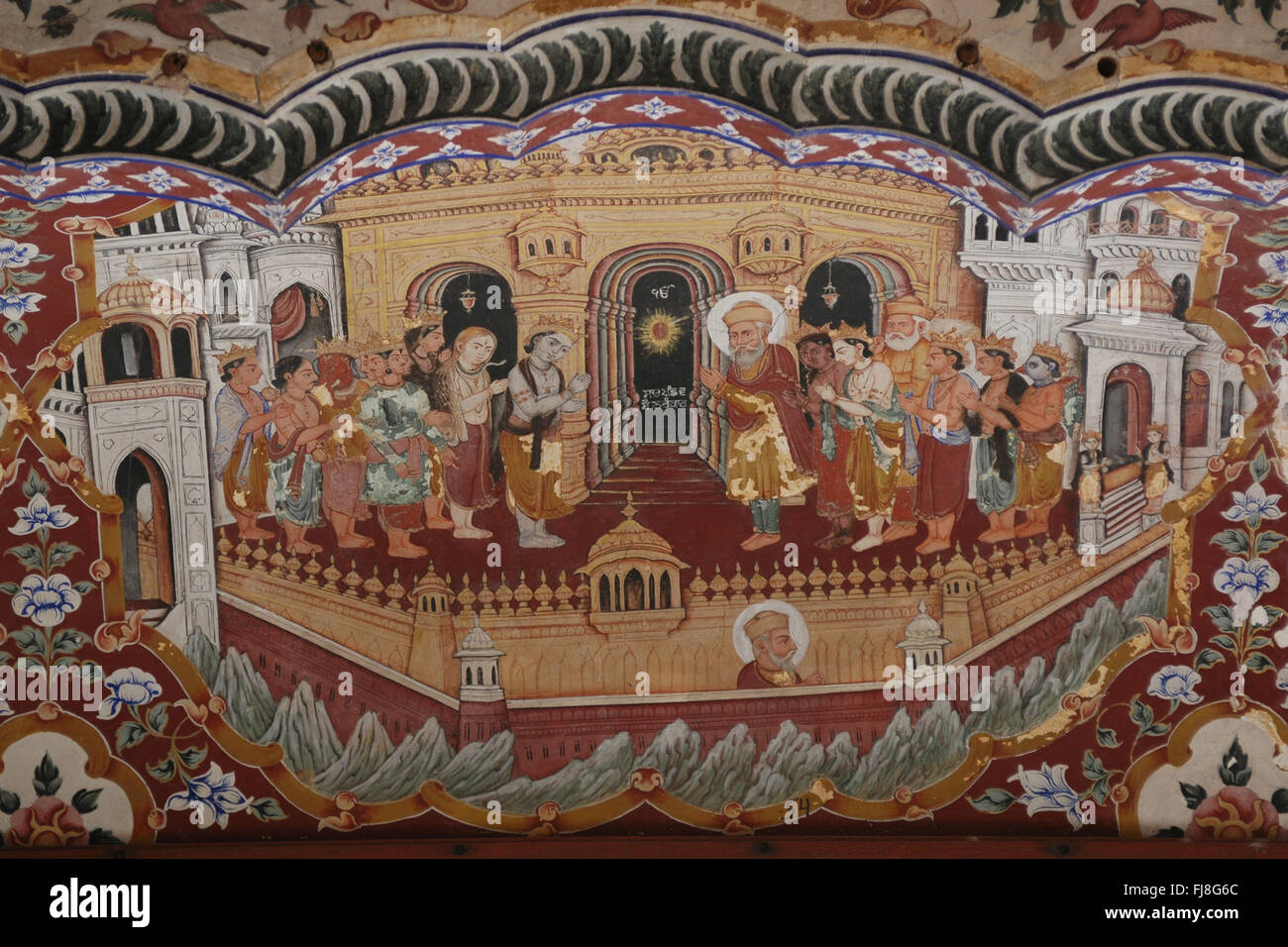 Guru Nanak peintures anciennes, Golden Temple, Amritsar, Punjab, en Inde, en Asie Banque D'Images