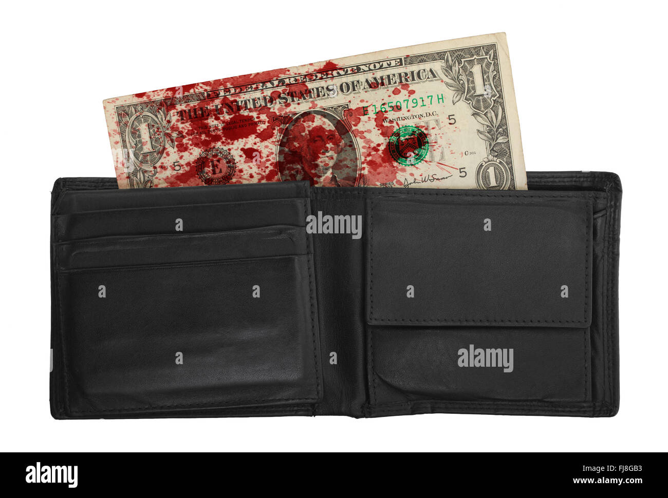 US one dollar bill dans un portefeuille, la photo en gros Banque D'Images