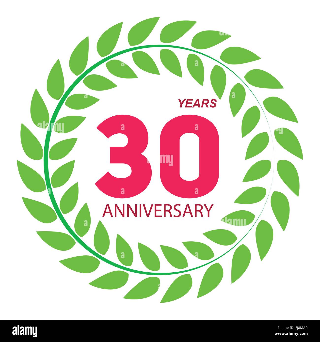 Logo Template 30 Anniversaire en couronne de laurier Vector Illustratio Illustration de Vecteur