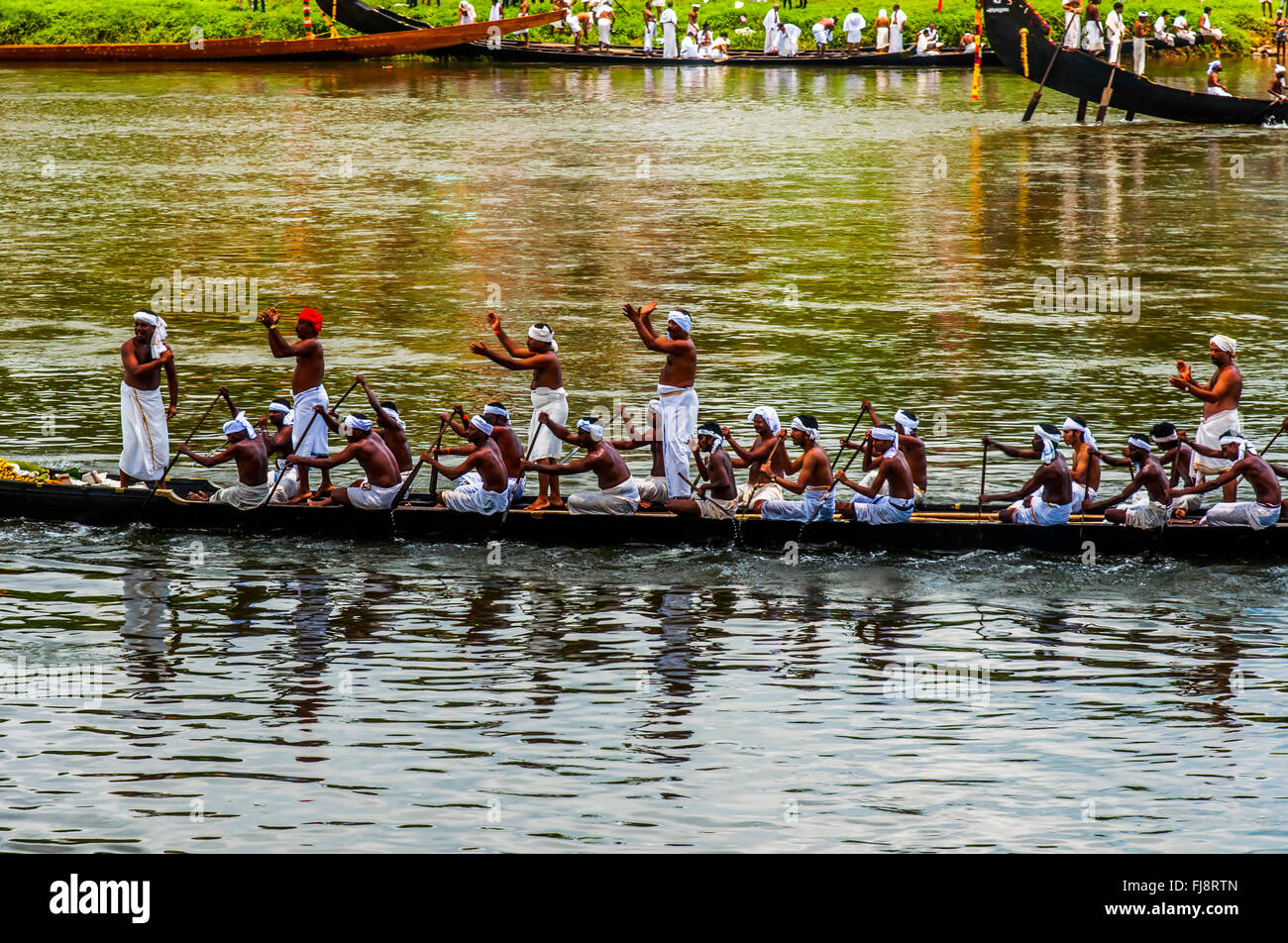 Courses de bateaux serpents, onam festival, Kerala, Inde, Asie Banque D'Images