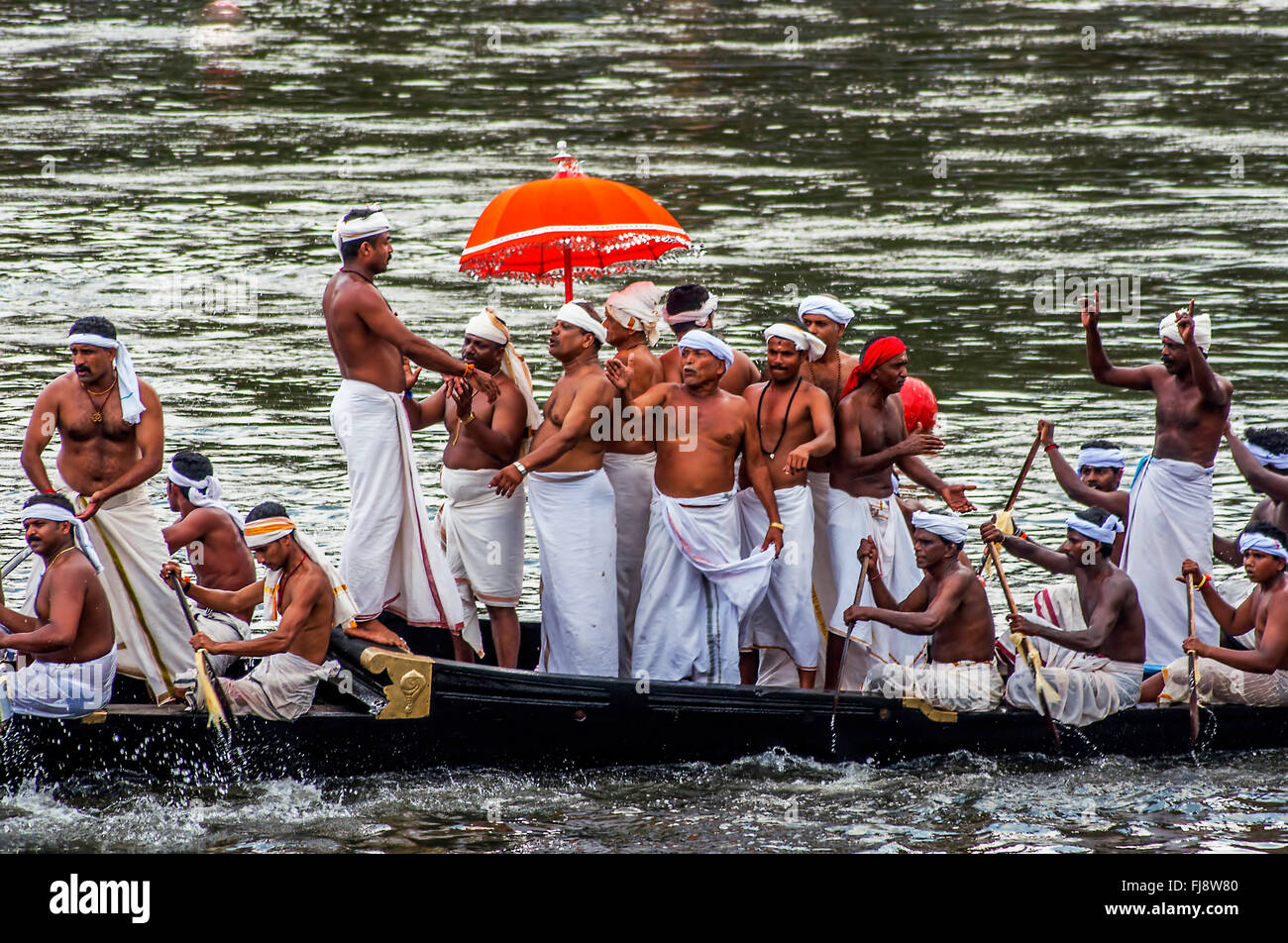 Courses de bateaux serpents, onam festival, Kerala, Inde, Asie Banque D'Images