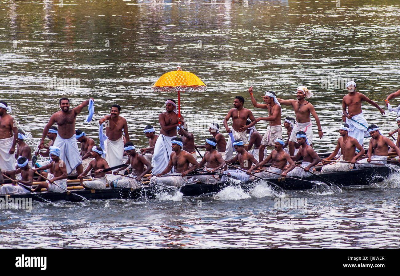 Courses de bateaux serpents, onam festival, Kerala, Inde, Asie Banque D'Images
