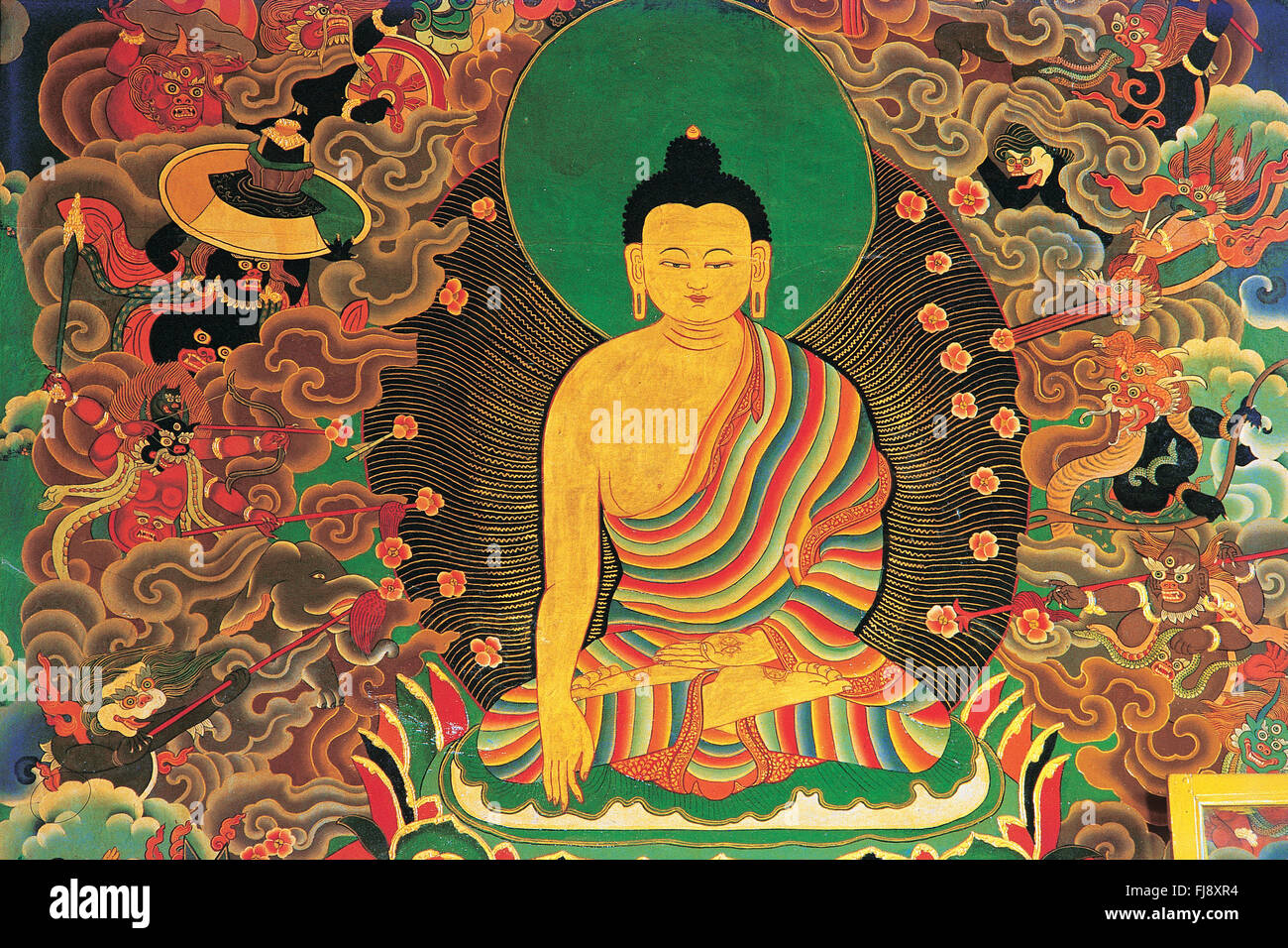 Peinture Bouddha, l'Inde, l'Asie Banque D'Images
