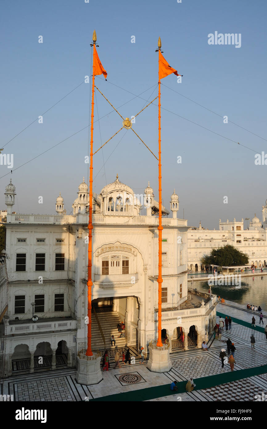 Nishan Sahib Harmandir Sahib, Amritsar, Punjab, en Inde, en Asie Banque D'Images