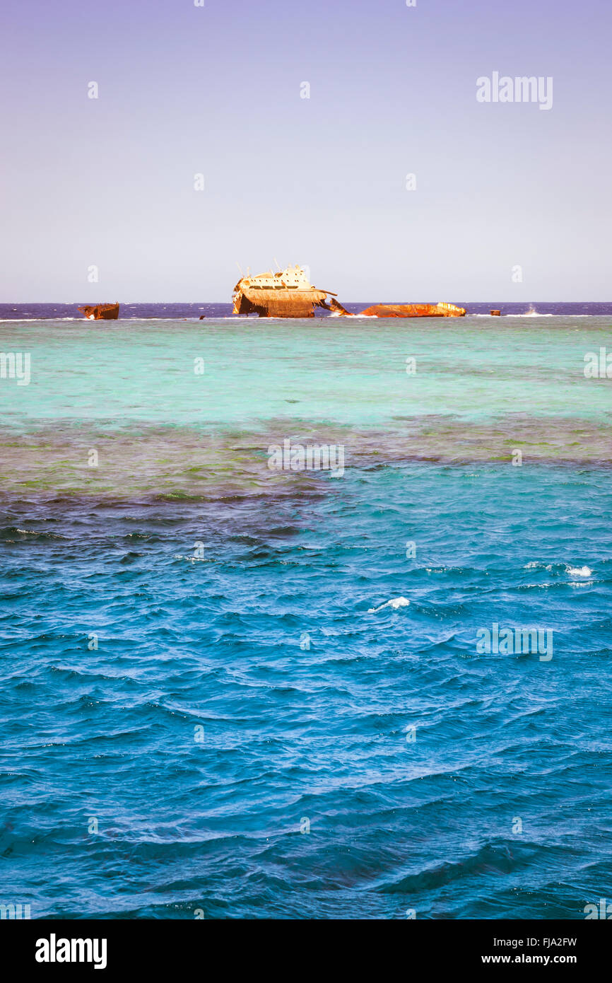 SHARM EL SHEIKH, EGYPTE 25 février 2014 l'épave du naufrage sur le