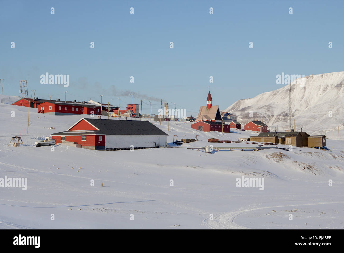 Un town détails de Longyearbyen - le plus au nord de l'établissement dans le monde. Le Spitzberg (Svalbard). La Norvège. Banque D'Images