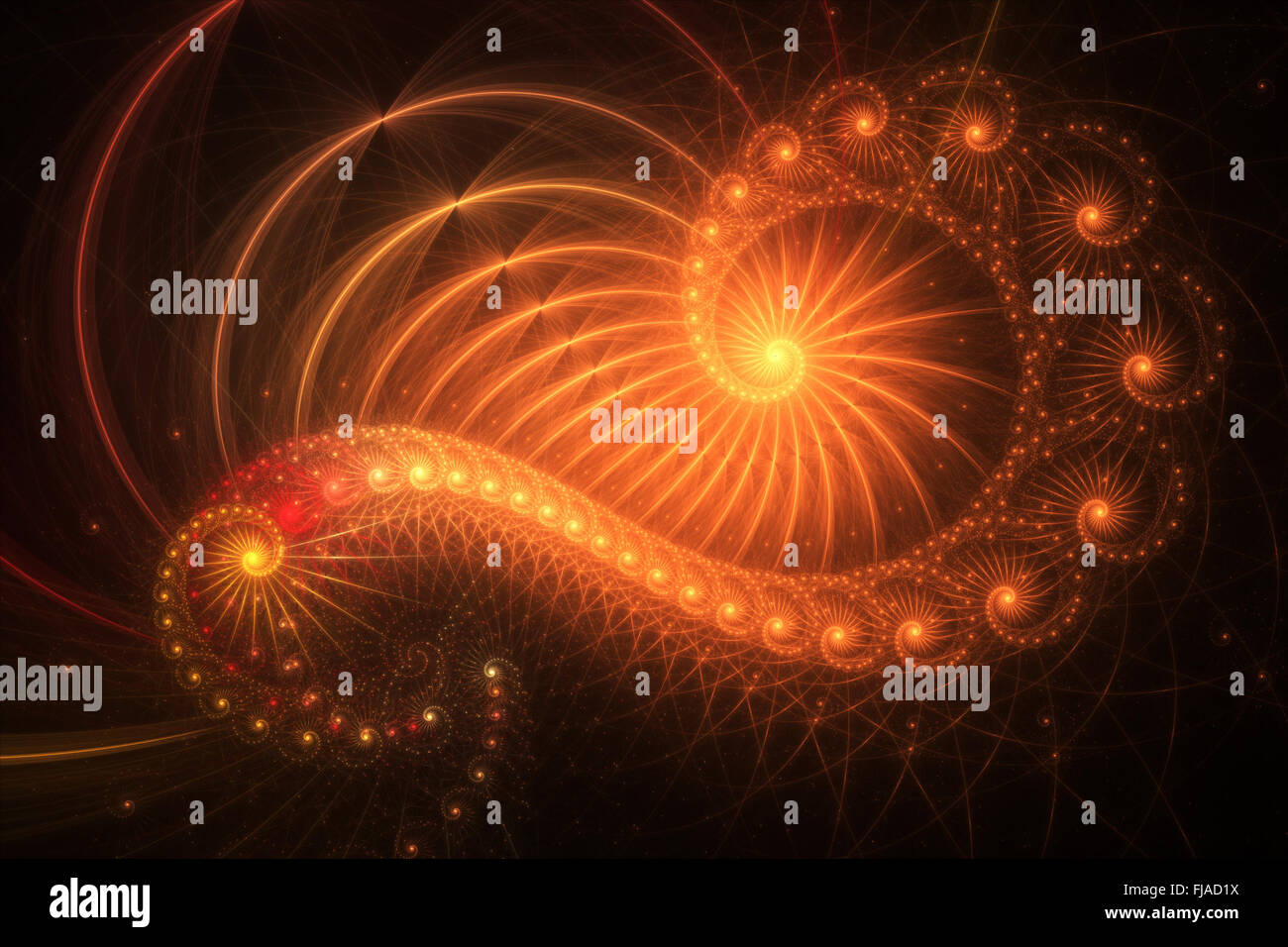 Nombre d'or, orange, spirales, l'arrière-plan par ordinateur Banque D'Images
