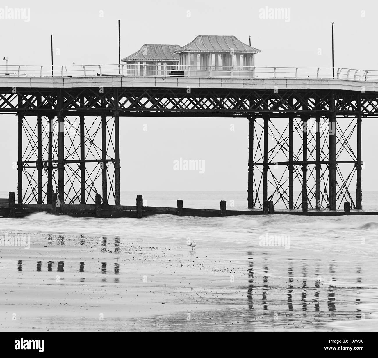 La section centrale de la jetée de Cromer en hiver à Norfolk, Angleterre Royaume-uni Banque D'Images