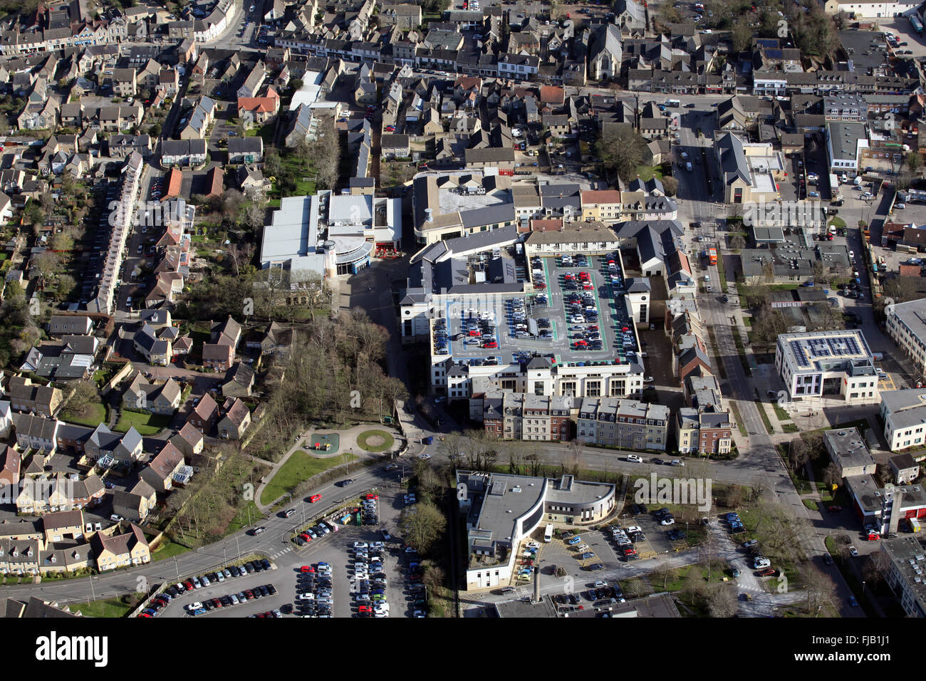 Vue aérienne du centre-ville de Witney Oxfordshire, UK Banque D'Images