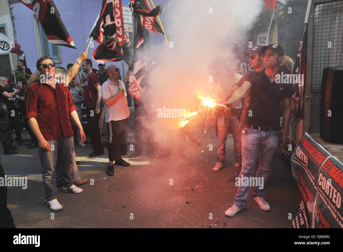 Milan, Italie, démonstration du groupe de néonazis 'Forza Nuova' Banque D'Images