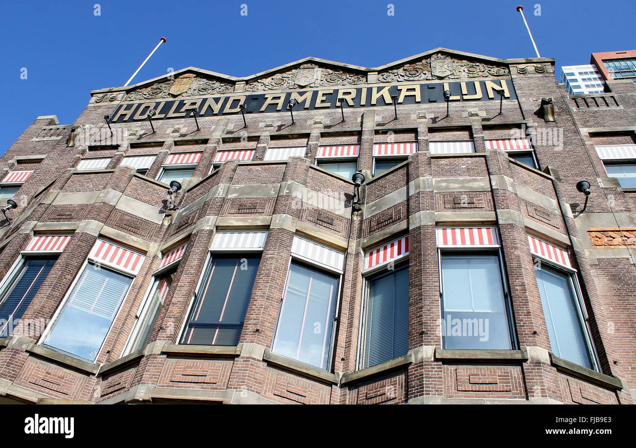 Façade de l'Hôtel New York de Rotterdam, Pays-Bas. Les bureaux de l'ancien navire de Holland America Line. Style Art Nouveau, datant de 1917 Banque D'Images