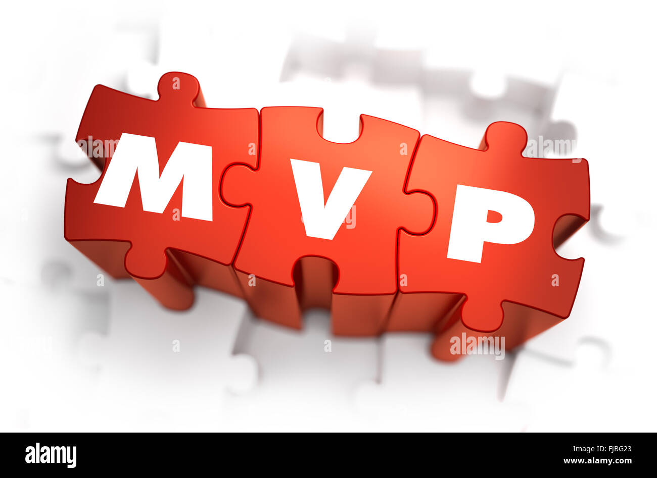 MVP - Mot Blanc sur rouge puzzles. Banque D'Images