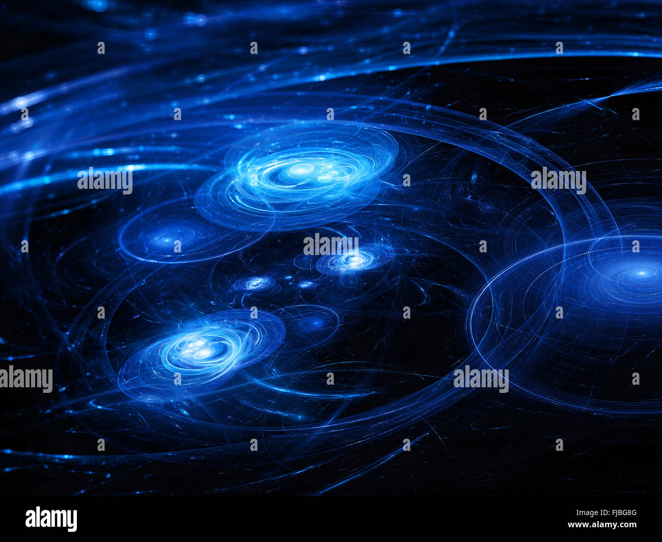 Les systèmes d'étoiles avec des trajectoires dans l'espace profond, abstract background Banque D'Images