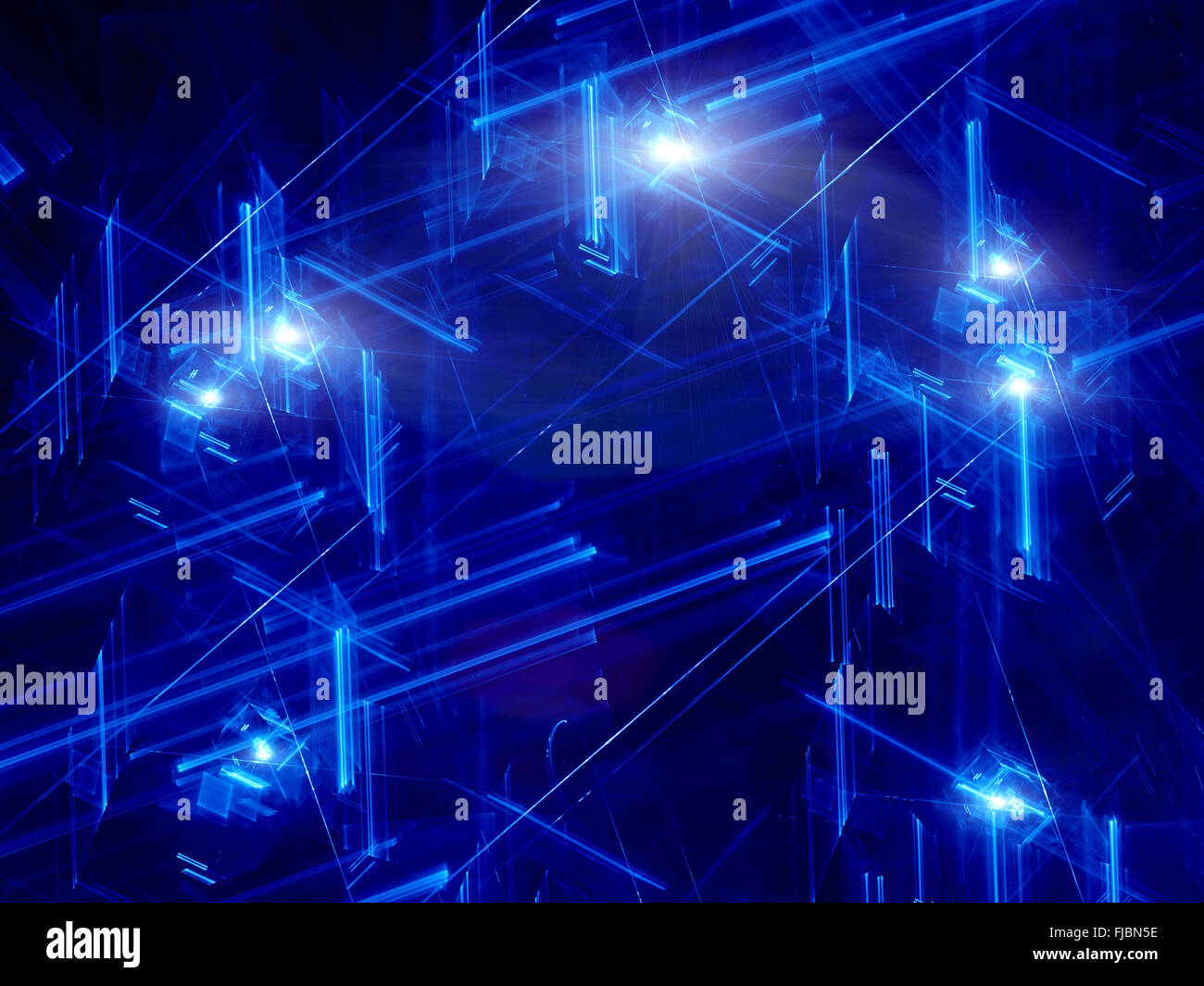 Néon bleu résumé fond futuriste, générée par ordinateur fractal Banque D'Images