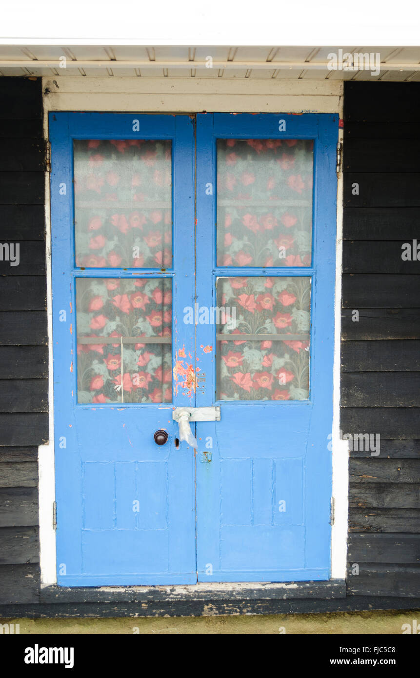 Blue Beach Hut portes Banque D'Images