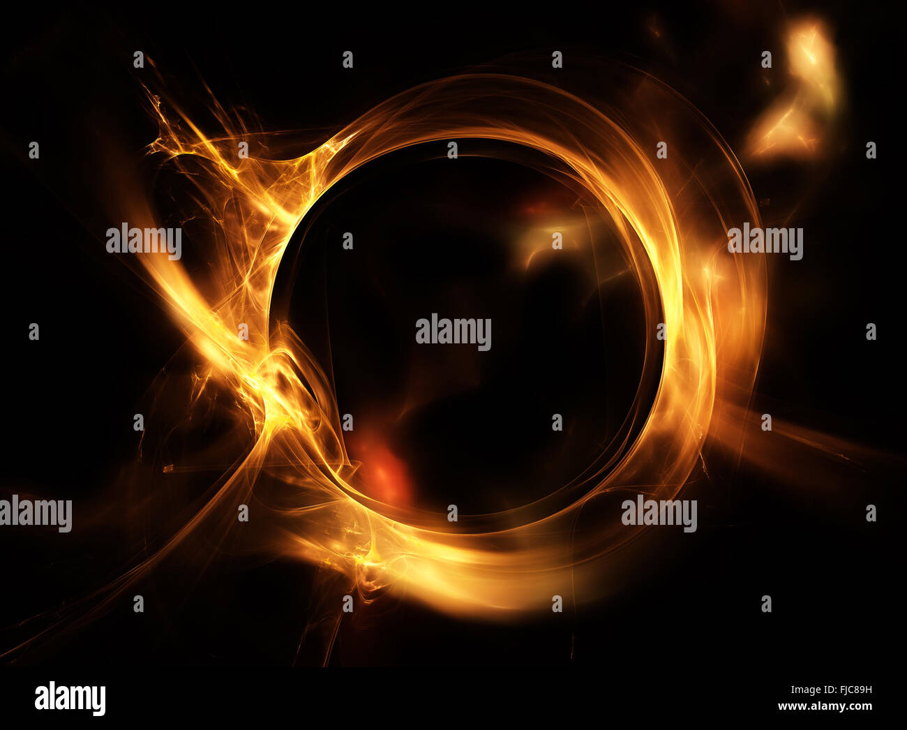 Anneau de Feu. Abstract fiery cercle sur un fond noir Banque D'Images