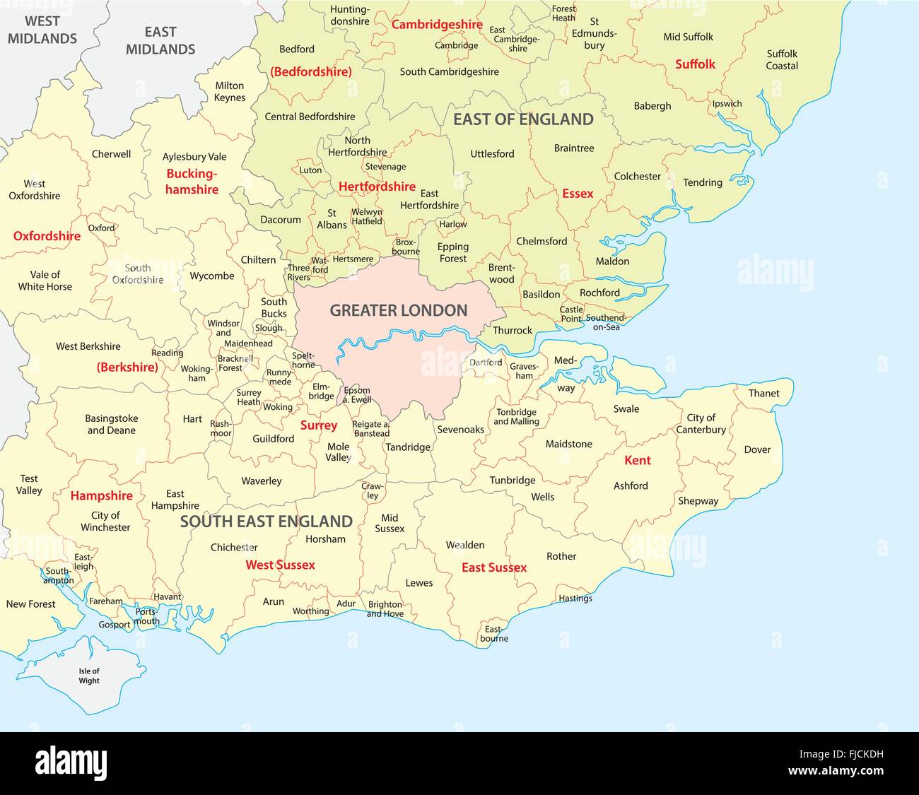 Carte administrative du sud-ouest de l'angleterre Illustration de Vecteur