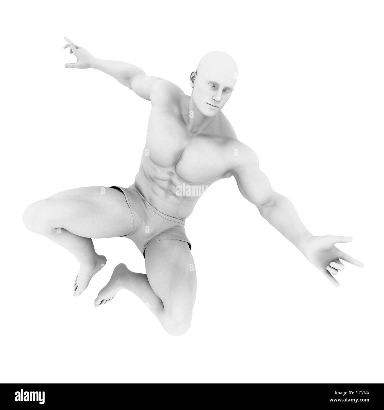 Super Héros posent avec un homme dans le rendu 3d illustration Banque D'Images