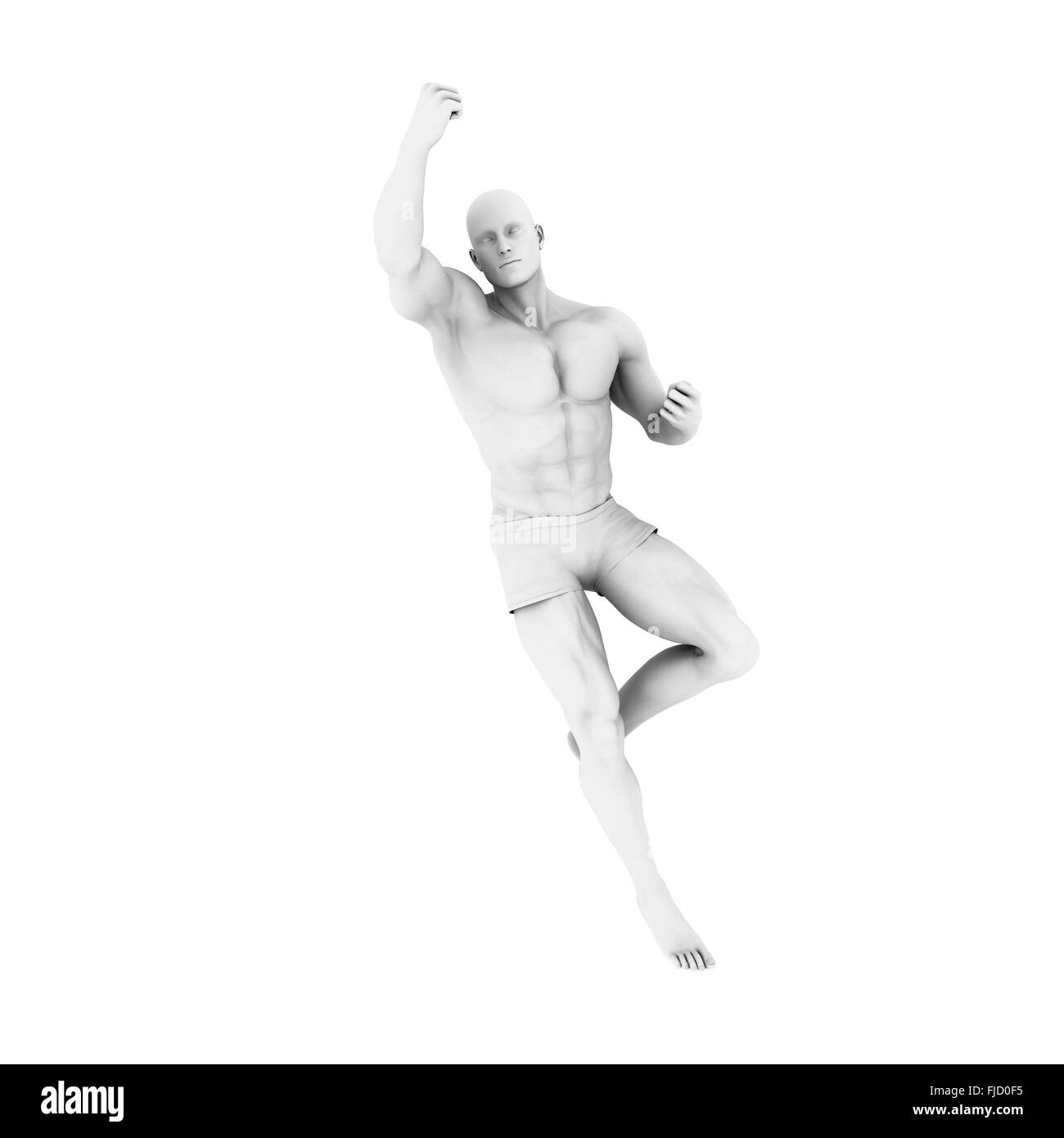 Super Héros posent avec un homme dans le rendu 3d illustration Banque D'Images