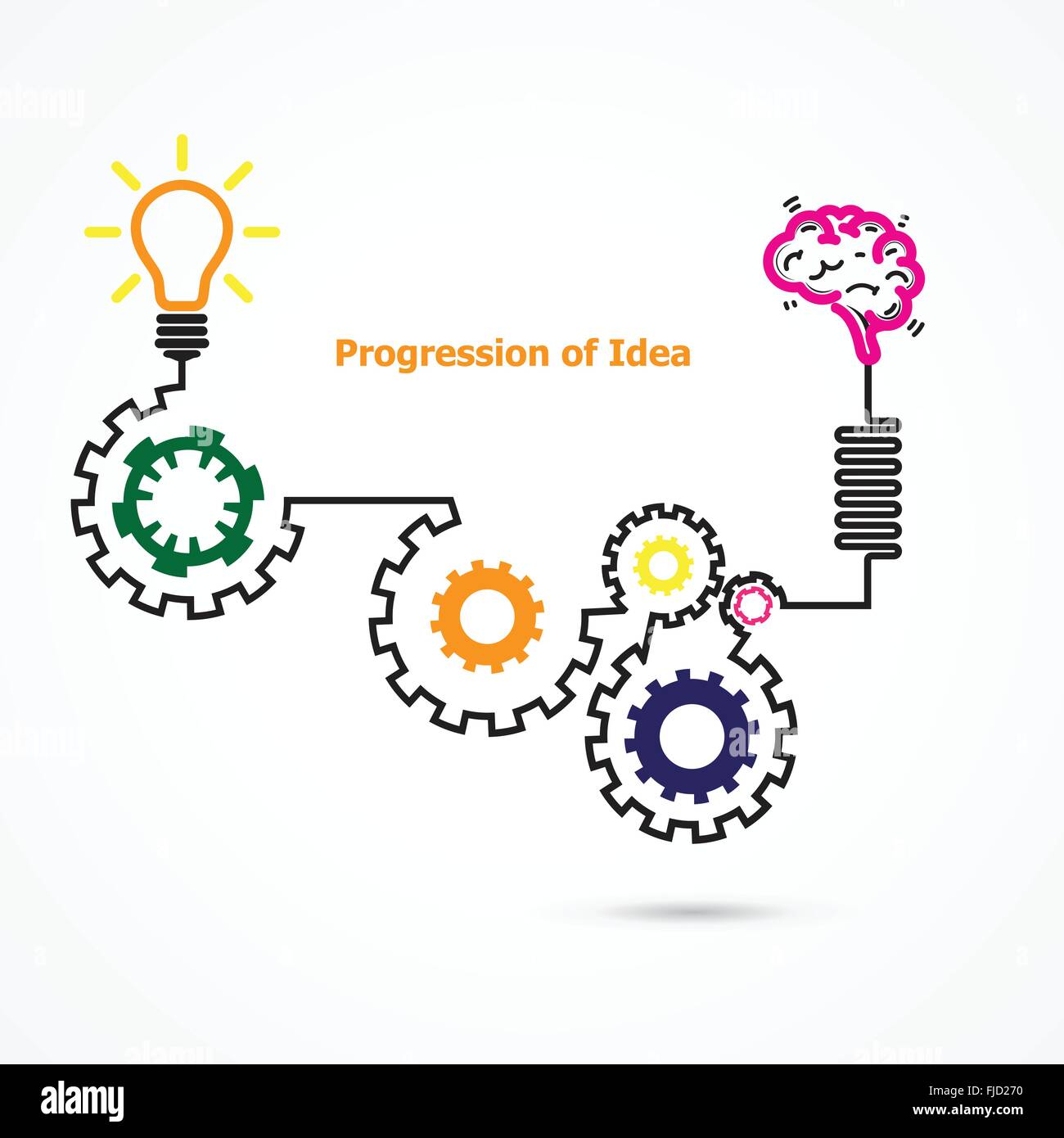 Ampoule Lumière créative avec symbole de forme linéaire d'engrenage. La progression de l'idée concept. L'entreprise, de l'éducation et l'idée industrielle Illustration de Vecteur