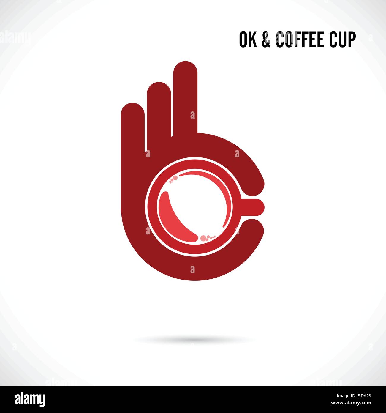 Main créatrice et café tasse design logo abstrait.Part Ok'icône symbole.Coffee shop,corporate business creative logo symbole. Illustration de Vecteur