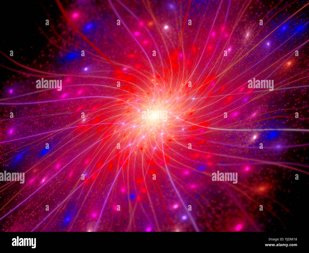 Relations sérieuses in colorés dans l'espace avec des particules, générée par ordinateur abstract background Banque D'Images
