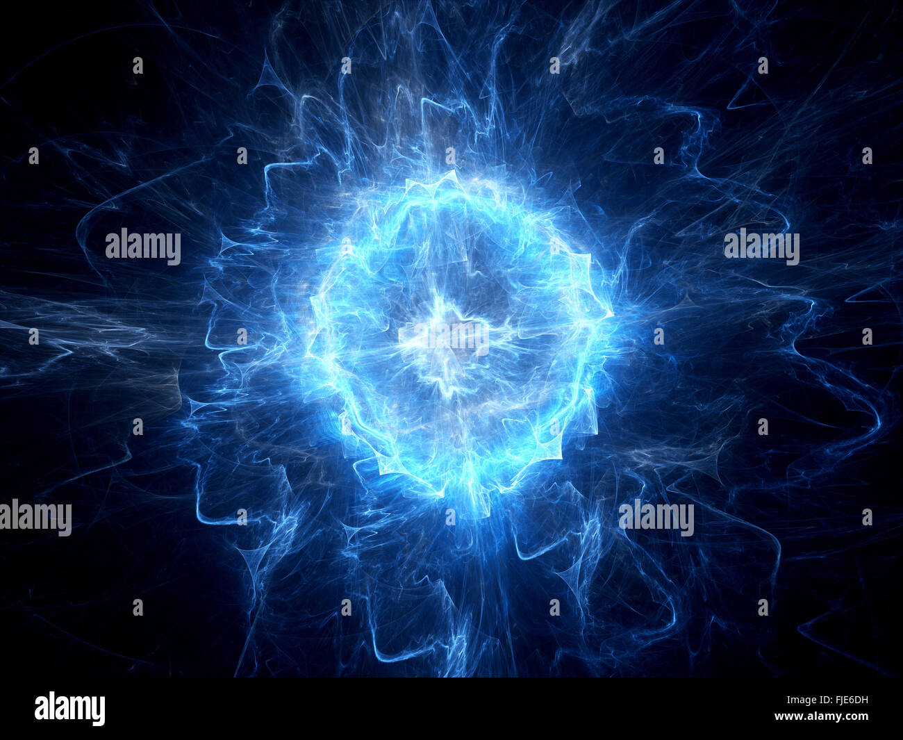 La foudre en boule lumineux bleu, générée par ordinateur abstract background Banque D'Images