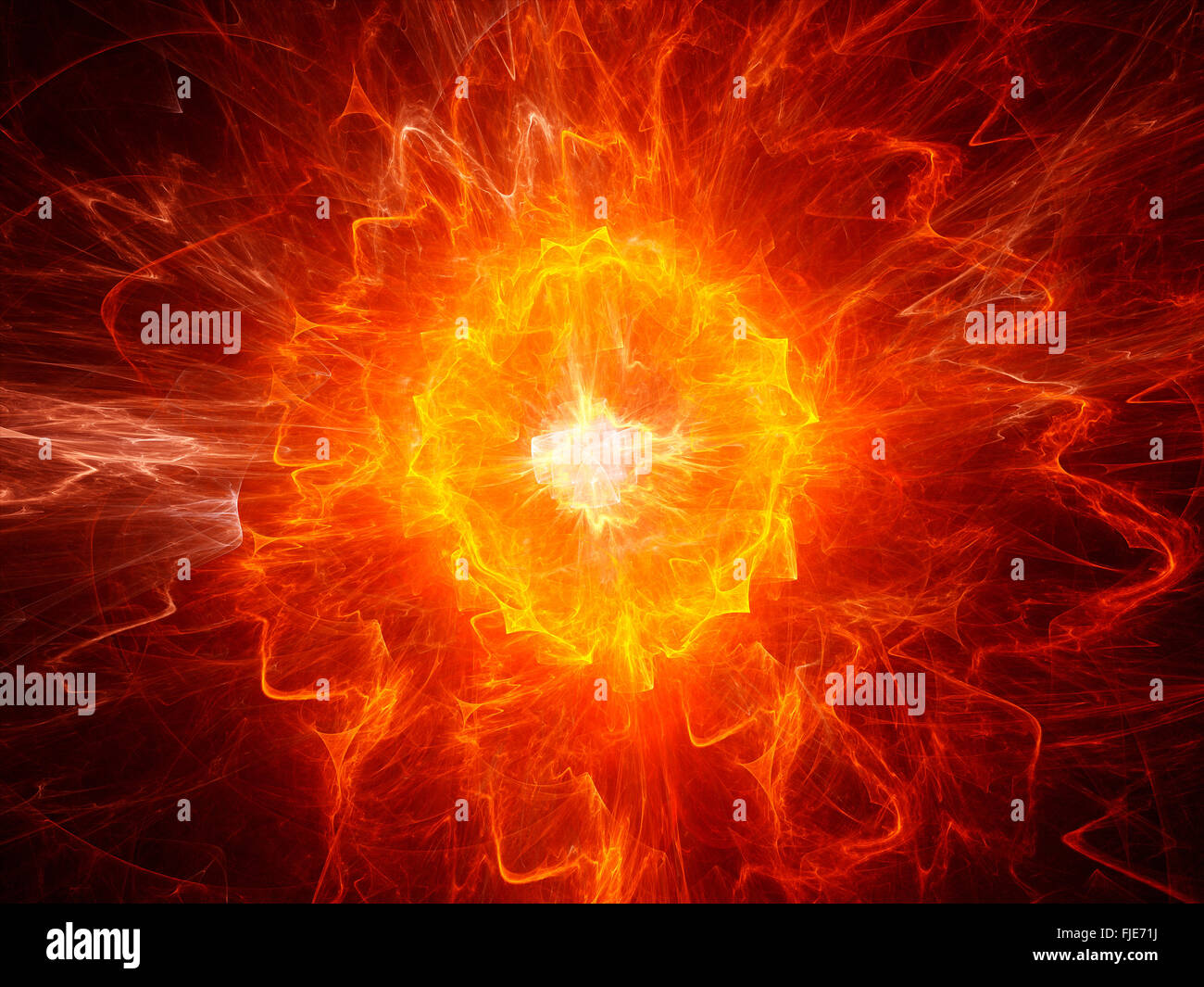 La foudre en boule, Fiery abstract background fractale générée par ordinateur Banque D'Images