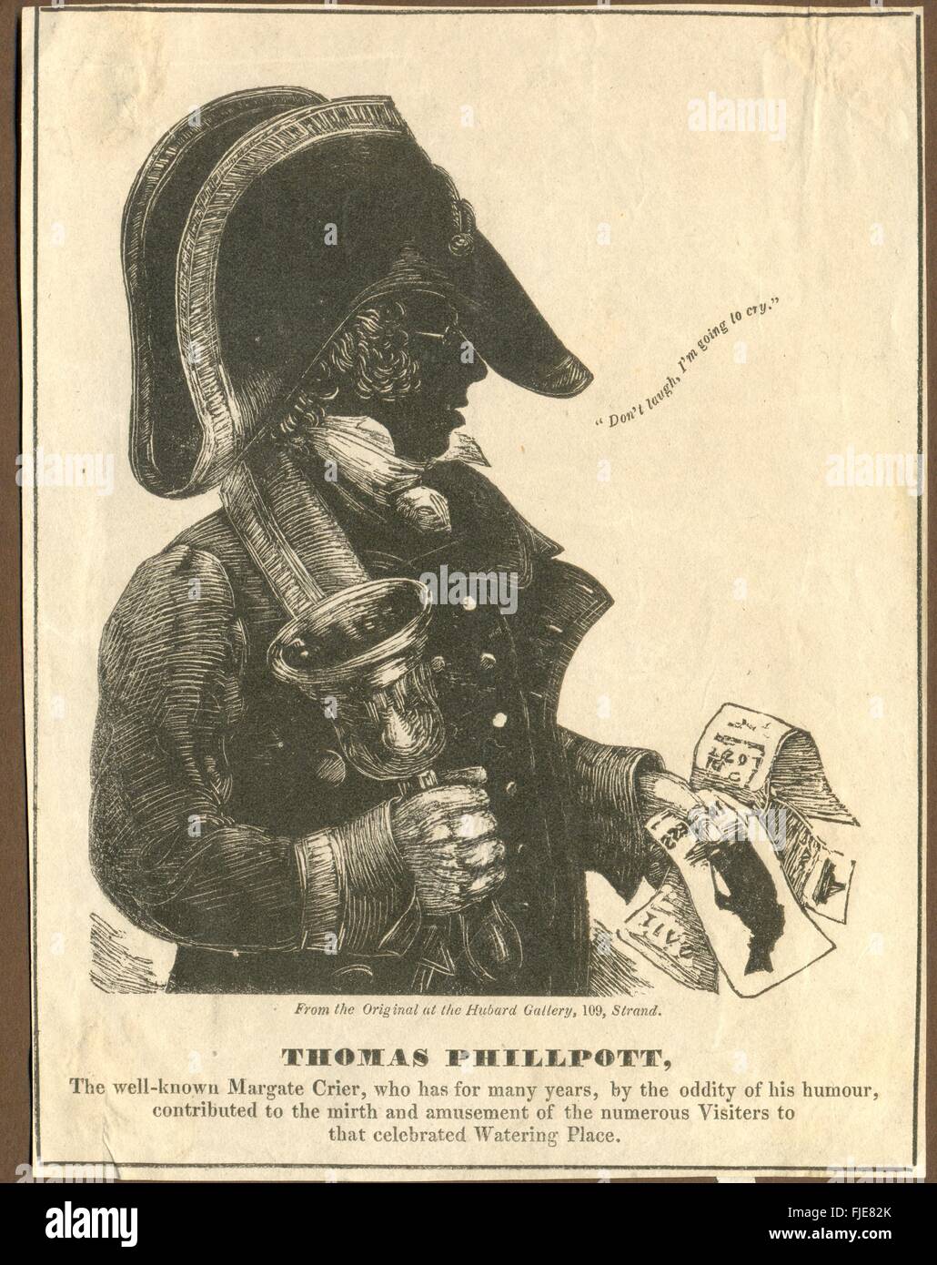 Portrait de Thomas Silhouette Phillpott, le crieur de Margate Banque D'Images